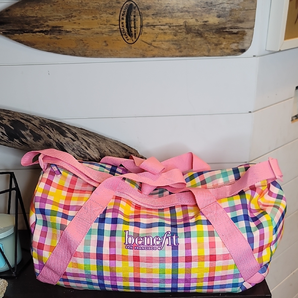 Benefit Cosmetics San Francisco Plaid Duffel Bag